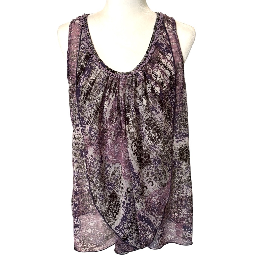 NINE WEST Purple Sleeveless Semi Sheer Top Size Medium
